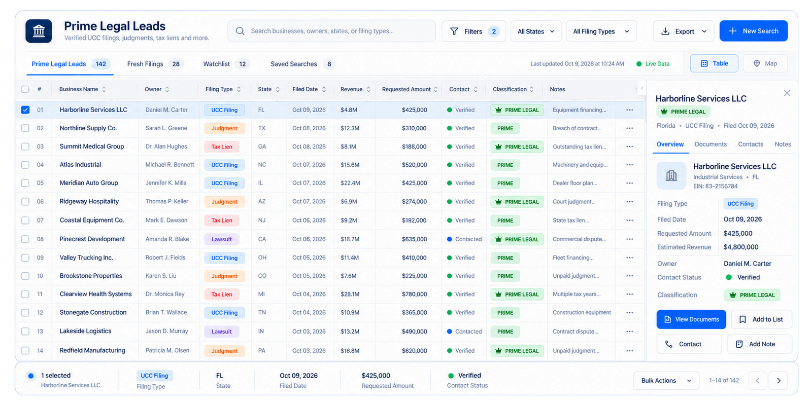 Prime Legal Leads Dashboard