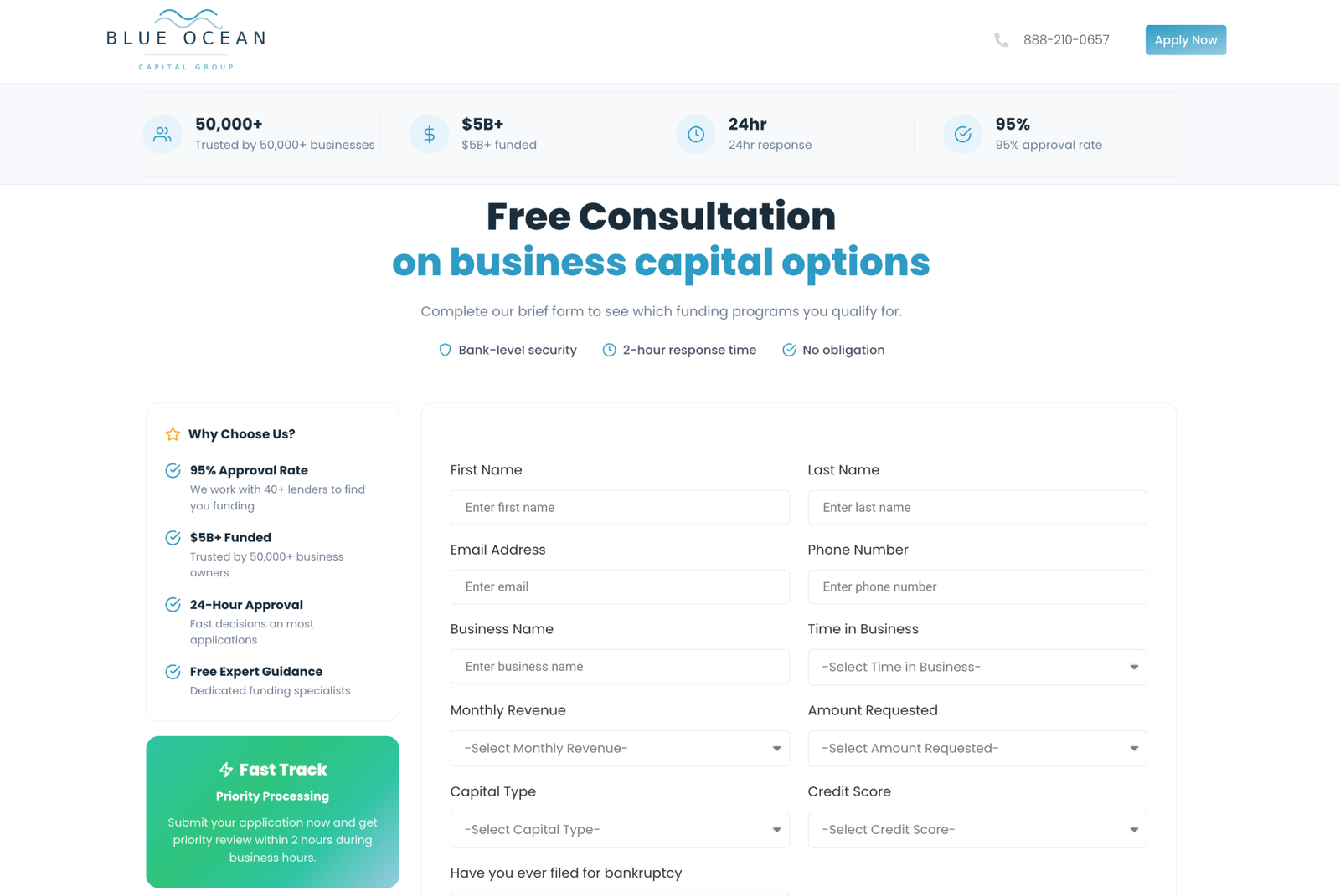 Website lead generation landing page