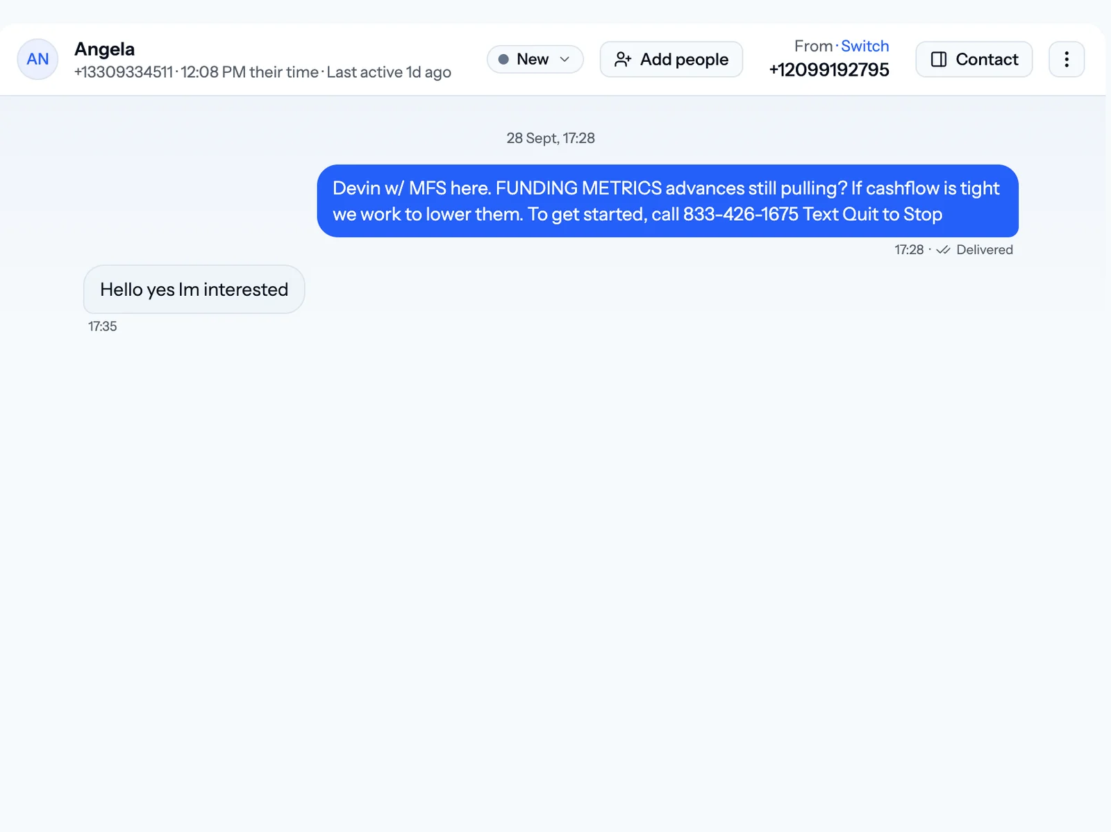 SMS texting interface